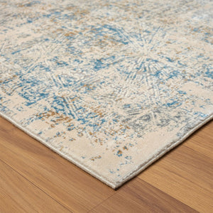 HomeRoots 6' Abstract Blue and Ivory Runner Rug - Modern Design for Hallways, Entryways, and Kitchens 2' x 6' 554391