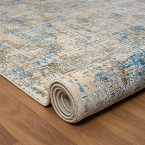 HomeRoots 6' Abstract Blue and Ivory Runner Rug - Modern Design for Hallways, Entryways, and Kitchens 2' x 6' 554391