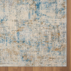 HomeRoots 6' Abstract Blue and Ivory Runner Rug - Modern Design for Hallways, Entryways, and Kitchens 2' x 6' 554391