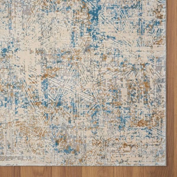 HomeRoots 6' Abstract Blue and Ivory Runner Rug - Modern Design for Hallways, Entryways, and Kitchens 2' x 6' 554391