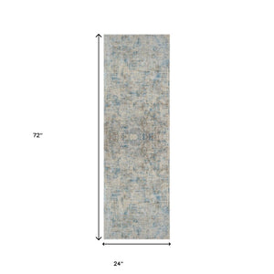 HomeRoots 6' Abstract Blue and Ivory Runner Rug - Modern Design for Hallways, Entryways, and Kitchens 2' x 6' 554391
