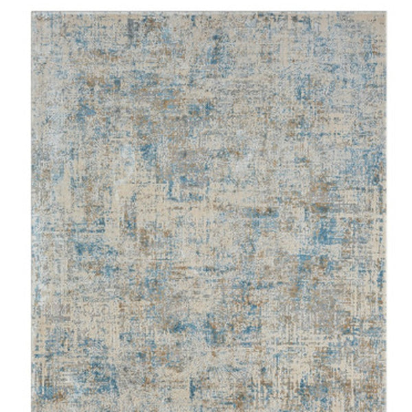 HomeRoots 6' Abstract Blue and Ivory Runner Rug - Modern Design for Hallways, Entryways, and Kitchens 2' x 6' 554391