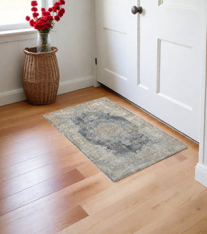 Homeroots 2' Beige And Gray Medallion Area Rug - Elevate Your Space With Sophisticated Style And Design 2' X 3' Viscose 554397