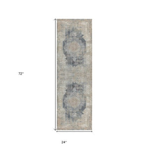 Homeroots 2' Beige And Gray Medallion Area Rug - Elevate Your Space With Sophisticated Style And Design 2' X 6' Viscose 554398
