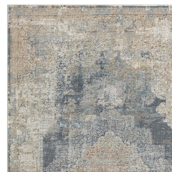 Homeroots 2' Beige And Gray Medallion Area Rug - Elevate Your Space With Sophisticated Style And Design 2' X 6' Viscose 554398