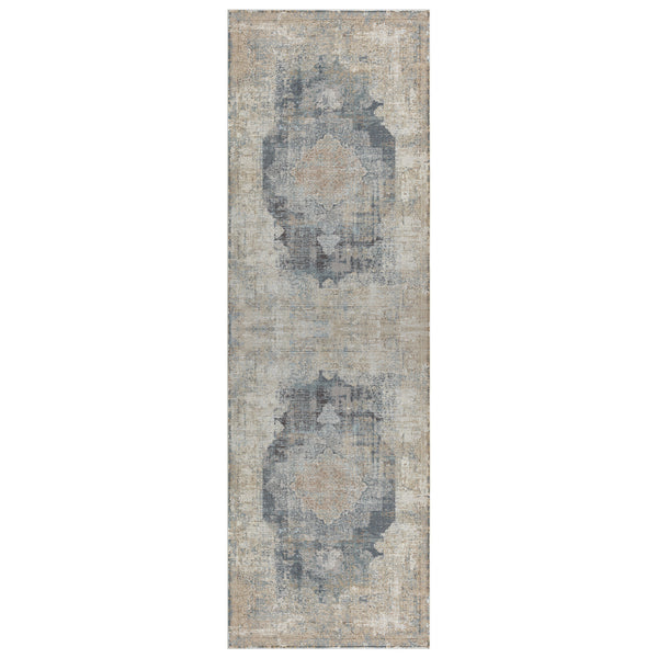 Homeroots 2' Beige And Gray Medallion Area Rug - Elevate Your Space With Sophisticated Style And Design 8' Runner Viscose 554399