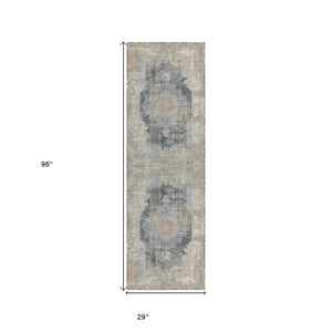 Homeroots 2' Beige And Gray Medallion Area Rug - Elevate Your Space With Sophisticated Style And Design 8' Runner Viscose 554399