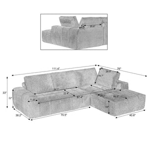 English Elm Faux Fur L-Shape Luxury Sectional Sofa - Plush Sleeper Couch For Modern Living Spaces, No Assembly! W2339S00060
