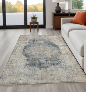 Homeroots 2' Beige And Gray Medallion Area Rug - Elevate Your Space With Sophisticated Style And Design 5' X 8' Viscose 554400