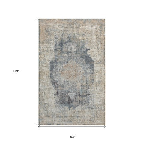 Homeroots 2' Beige And Gray Medallion Area Rug - Elevate Your Space With Sophisticated Style And Design 8' X 10' Viscose 554401