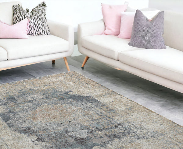 Homeroots 2' Beige And Gray Medallion Area Rug - Elevate Your Space With Sophisticated Style And Design 9' X 12' Viscose 554402