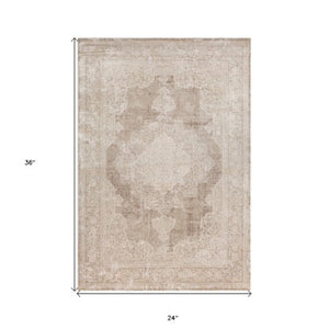 Homeroots 2' Beige And Gray Medallion Area Rug - Elevate Your Space With Sophisticated Style And Design 2' X 3' Viscose 554404