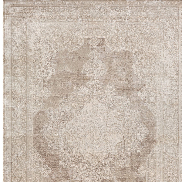 Homeroots 2' Beige And Gray Medallion Area Rug - Elevate Your Space With Sophisticated Style And Design 5' X 8' Viscose 554406