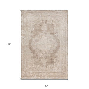 Homeroots 2' Beige And Gray Medallion Area Rug - Elevate Your Space With Sophisticated Style And Design 8' X 10' Viscose 554407