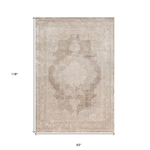 Homeroots 2' Beige And Gray Medallion Area Rug - Elevate Your Space With Sophisticated Style And Design 8' X 10' Viscose 554407