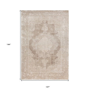 Homeroots 2' Beige And Gray Medallion Area Rug - Elevate Your Space With Sophisticated Style And Design 9' X 12' Viscose 554408
