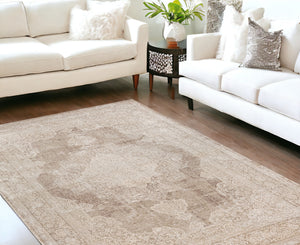 Homeroots 2' Beige And Gray Medallion Area Rug - Elevate Your Space With Sophisticated Style And Design 12' X 15' Viscose 554410