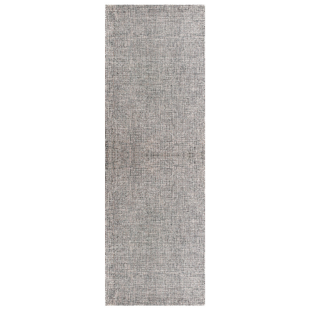 Homeroots 8' Runner Gray And Ivory Wool Checkered Hand Tufted Runner Rug Black Wool 554420