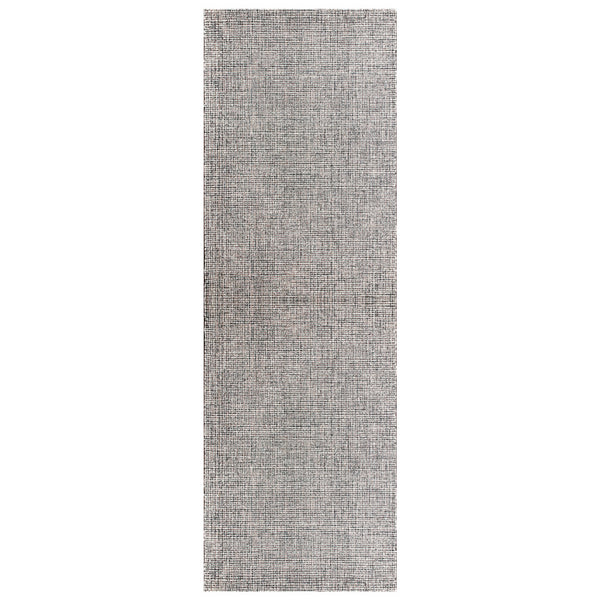Homeroots 8' Runner Gray And Ivory Wool Checkered Hand Tufted Runner Rug Black Wool 554420