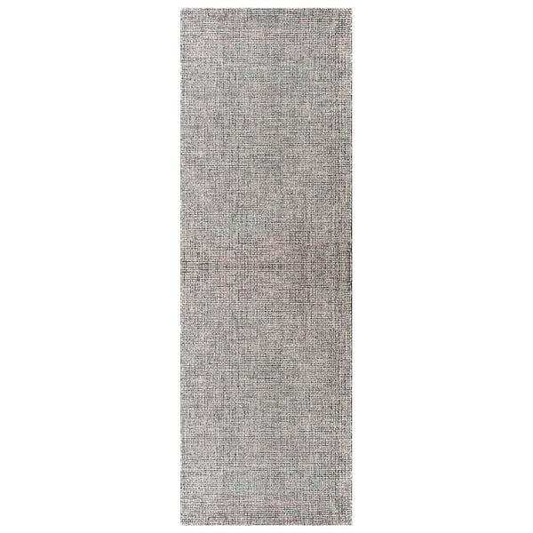 Homeroots 8' Runner Gray And Ivory Wool Checkered Hand Tufted Runner Rug Black Wool 554420