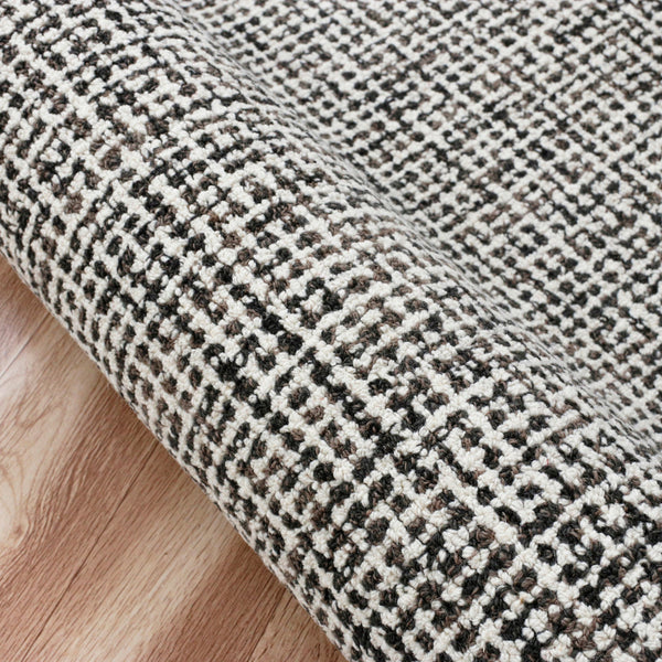 Homeroots 8' Runner Gray And Ivory Wool Checkered Hand Tufted Runner Rug Black Wool 554420