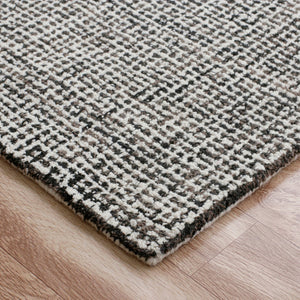 Homeroots 10' X 14' Gray And Ivory Wool Checkered Hand Tufted Area Rug Black Wool 554421