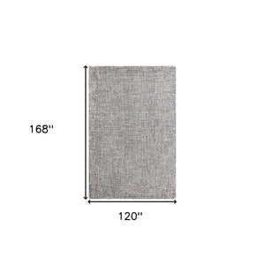 Homeroots 10' X 14' Gray And Ivory Wool Checkered Hand Tufted Area Rug Black Wool 554421