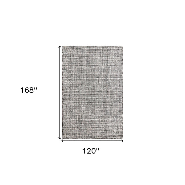 Homeroots 10' X 14' Gray And Ivory Wool Checkered Hand Tufted Area Rug Black Wool 554421