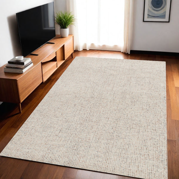 Homeroots 5' X 7' Beige And Brown Wool Abstract Hand Tufted Area Rug Tan Wool 554423