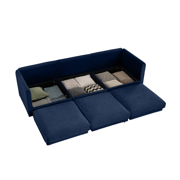 English Elm Modular Sectional Sofa With Ergonomic Backrest & Storage, Soft Chenille, Deep Comfort For Living Room W714S01049