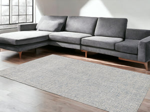 Homeroots 8' X 10' Blue And Ivory Wool Abstract Hand Tufted Area Rug Blue Wool 554429