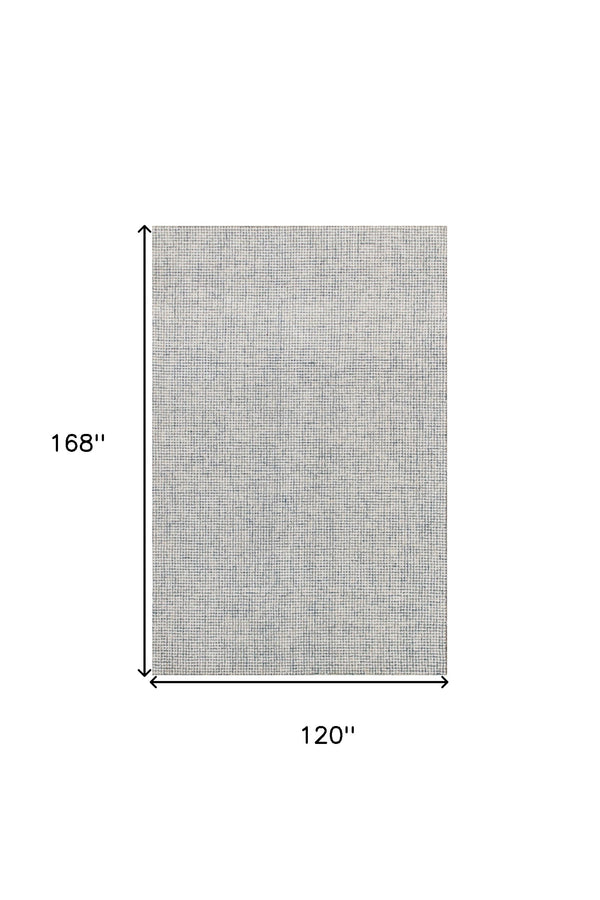 Homeroots 10' X 14' Blue Wool Checkered Hand Tufted Area Rug Blue Wool 554431