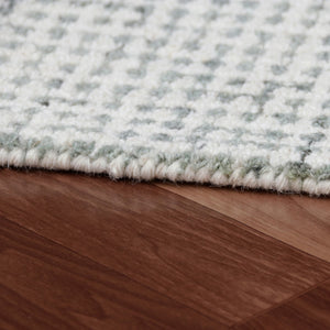 Homeroots 8' Runner Green And Ivory Wool Checkered Hand Tufted Runner Rug Green Wool 554432