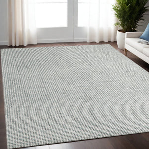 Homeroots 5' X 7' Green And Ivory Wool Checkered Hand Tufted Area Rug Green Wool 554433