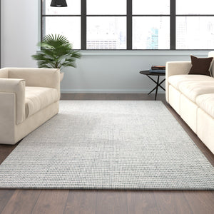 Homeroots 9' X 12' Green And Ivory Wool Checkered Hand Tufted Area Rug Green Wool 554435