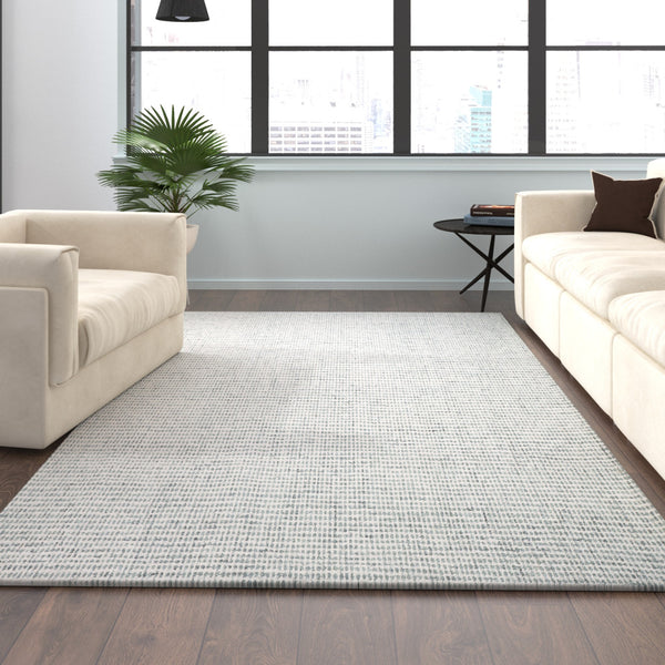 Homeroots 10' X 14' Green And Ivory Wool Checkered Hand Tufted Area Rug Green Wool 554436