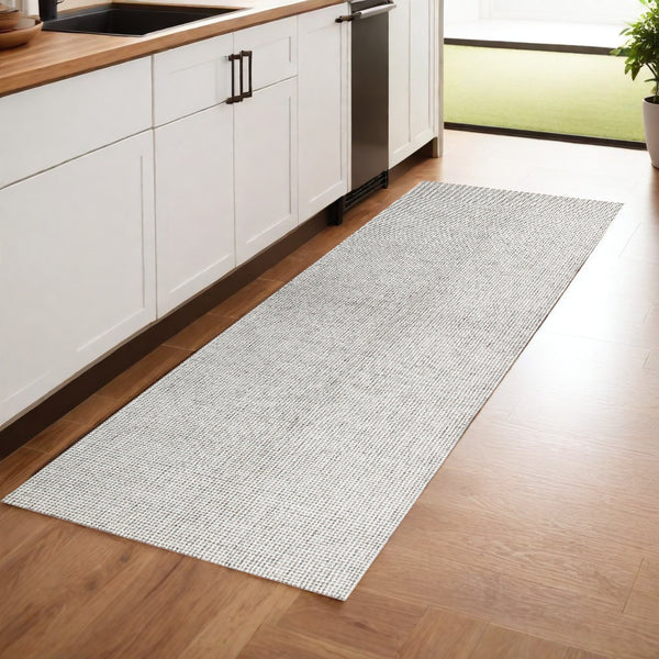 Homeroots 8' Runner Gray And Ivory Wool Checkered Hand Tufted Runner Rug Gray Wool 554437