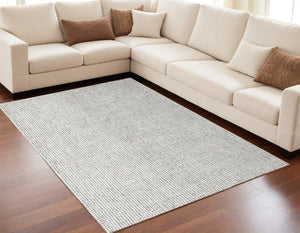 Homeroots 5' X 7' Gray And Ivory Wool Checkered Hand Tufted Area Rug Gray Wool 554438