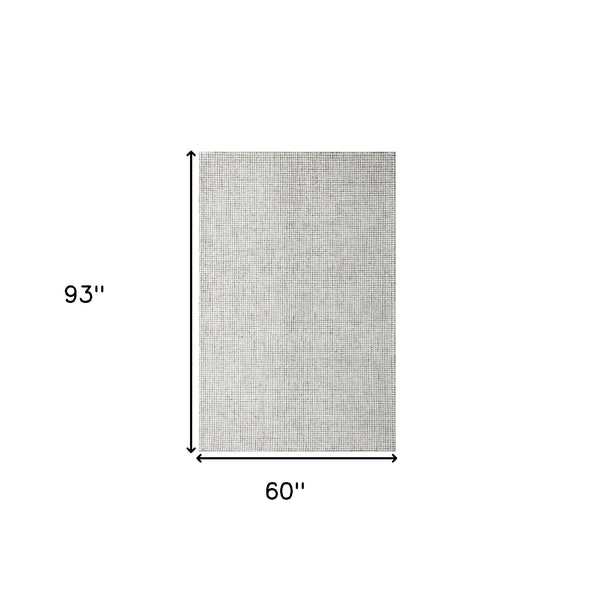 Homeroots 5' X 7' Gray And Ivory Wool Checkered Hand Tufted Area Rug Gray Wool 554438