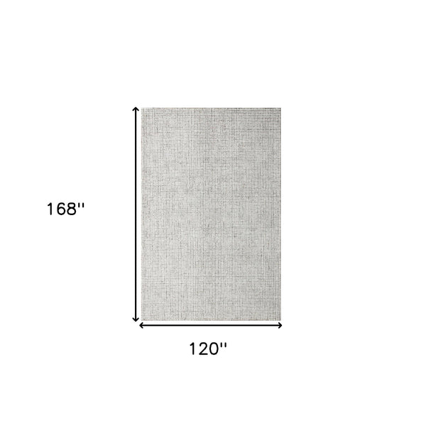 Homeroots 10' X 14' Gray And Ivory Wool Checkered Hand Tufted Area Rug Gray Wool 554441