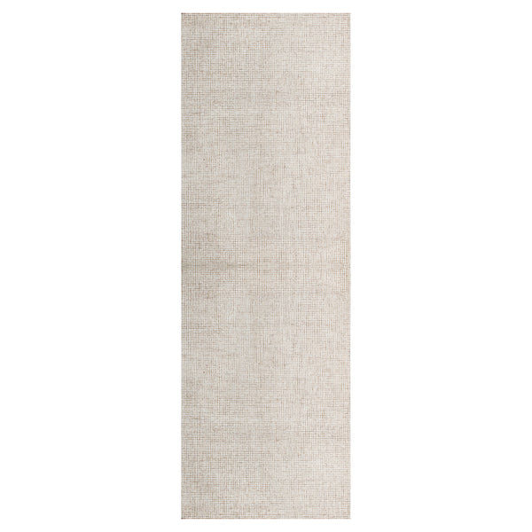 Homeroots 8' Runner Beige And Ivory Wool Checkered Hand Tufted Runner Rug Beige Wool 554442