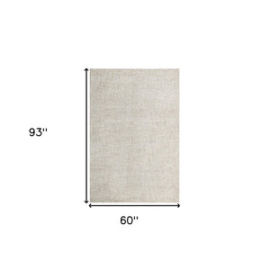 Homeroots 5' X 7' Beige And Ivory Wool Checkered Hand Tufted Area Rug Beige Wool 554443