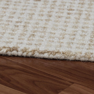 Homeroots 8' X 10' Beige And Ivory Wool Checkered Hand Tufted Area Rug Beige Wool 554444