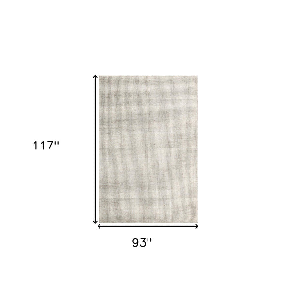 Homeroots 8' X 10' Beige And Ivory Wool Checkered Hand Tufted Area Rug Beige Wool 554444
