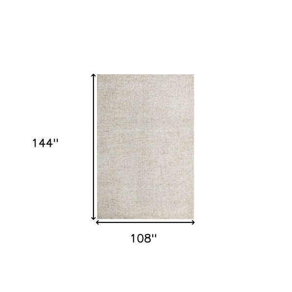 Homeroots 9' X 12' Beige And Ivory Wool Checkered Hand Tufted Area Rug Beige Wool 554445