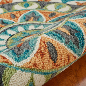 HomeRoots 5' Blue and Ivory Floral Hand-Tufted Wool Area Rug - Timeless Charm for Stylish Living Spaces 5' Round 554448