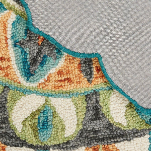 HomeRoots 5' Blue and Ivory Floral Hand-Tufted Wool Area Rug - Timeless Charm for Stylish Living Spaces 5' Round 554448