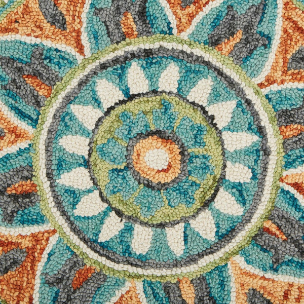 HomeRoots 5' Blue and Ivory Floral Hand-Tufted Wool Area Rug - Timeless Charm for Stylish Living Spaces 5' Round 554448