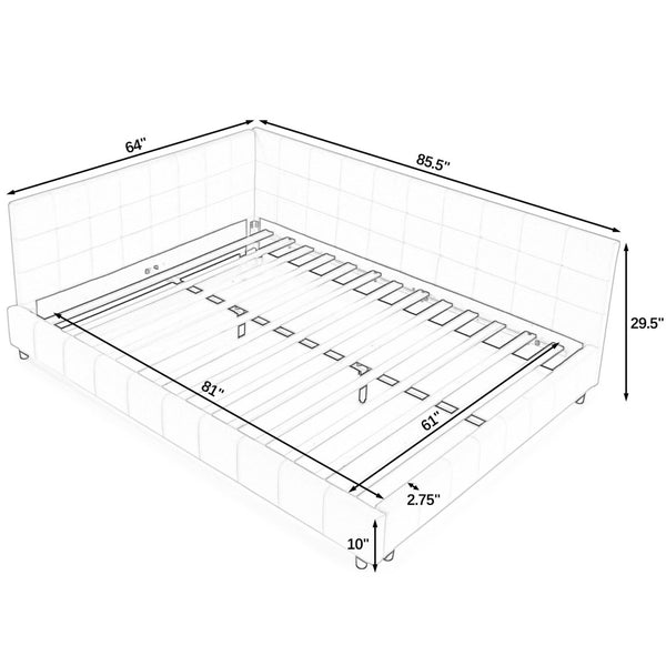 English Elm Queen Upholstered Tufted Sofa Bed Frame – Elegant Velvet Design For Bedroom & Living Room Comfort W487S00284-GIGA