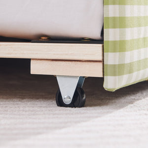 English Elm Full Size Gingham Linen Daybed with Wave Backrest Trundle and Usb Charging Port Green W1413S00139